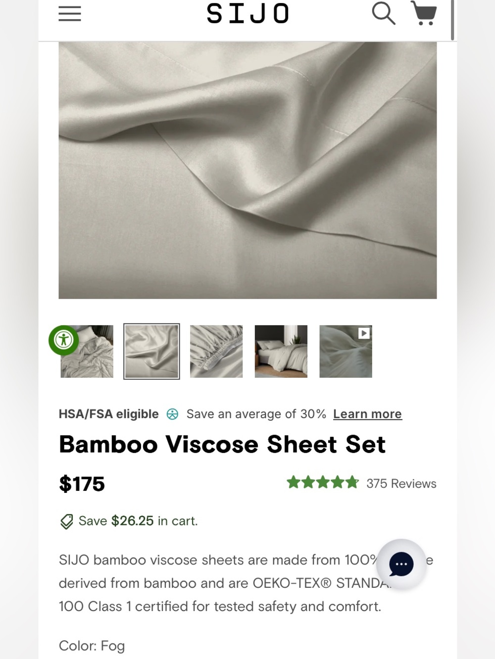 NWT Sijo DOZ king Bamboo Sheet Set - 2 Pillowcases, 1 Fitted & 1 Flat Sheet